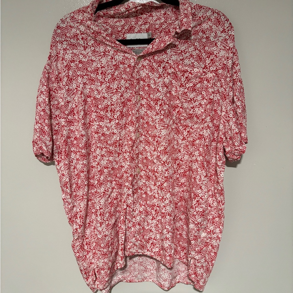 Goodfellow & Co. Red and White Floral Shirt